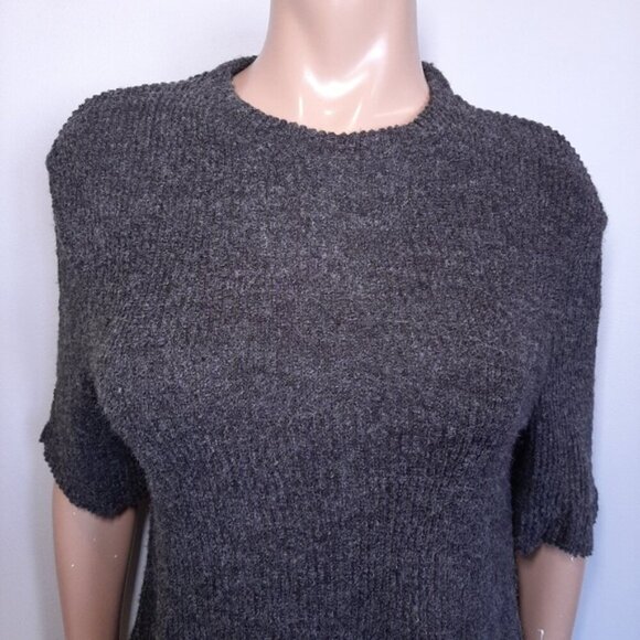 3/$20 Zara Oversized Ribbed Knit Short Sleeve Sweater Raw Hem Drop Shoulder - Picture 7 of 14